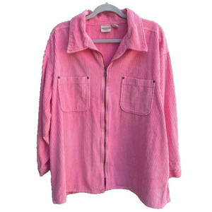 Vintage Crossroads Women's Pink Corduroy Zip Up Shacket Size 20W/2X